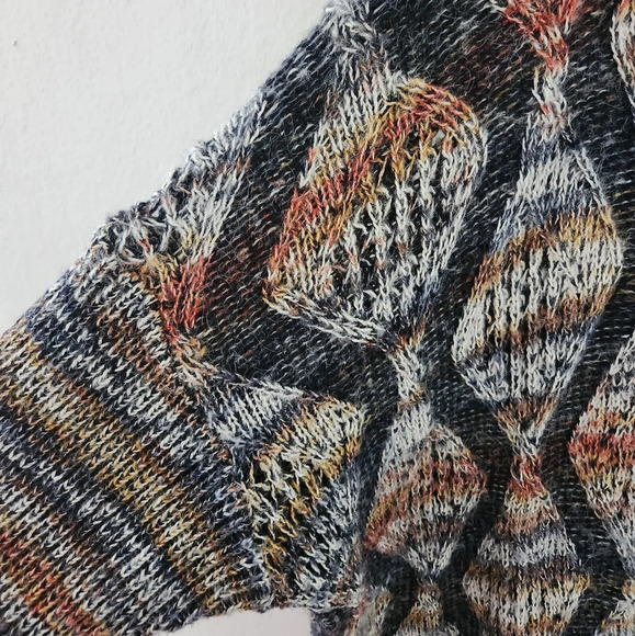 Soft Surroundings Knit Long Line Cardigan Sweater Colorful Stripes Blue L XL - Picture 3 of 5